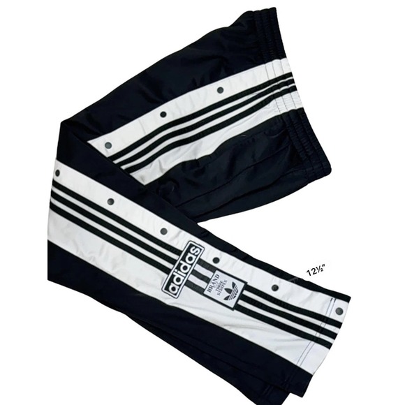 adidas Pants - Adidas Snap Track Pants Black White 3 Stripe Tearaway Joggers Womens XS Retro